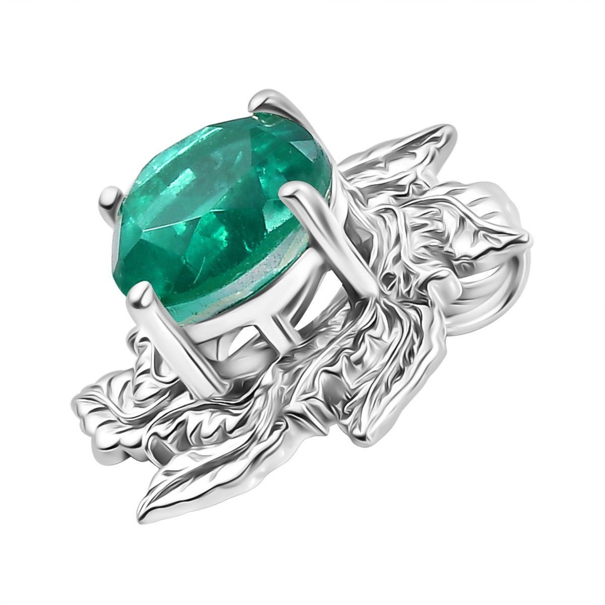 Smaragd-Quarz Triplette Anhänger 925 Silber rhodiniert ca. 2.14 ct