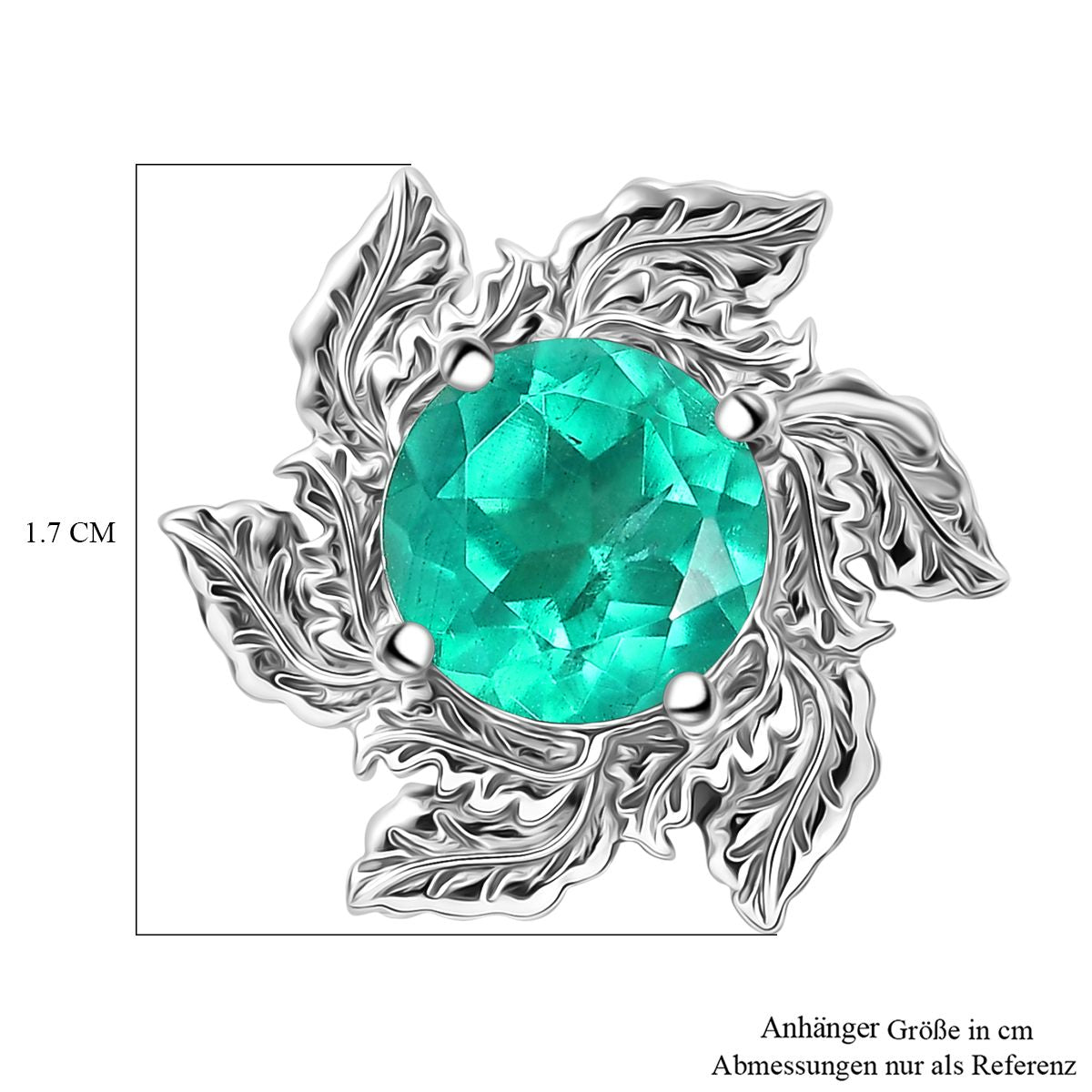 Smaragd-Quarz Triplette Anhänger 925 Silber rhodiniert ca. 2.14 ct