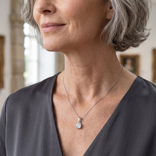 Moissanit Solitär Anhänger, 925 Silber rhodiniert - 0,22 ct.