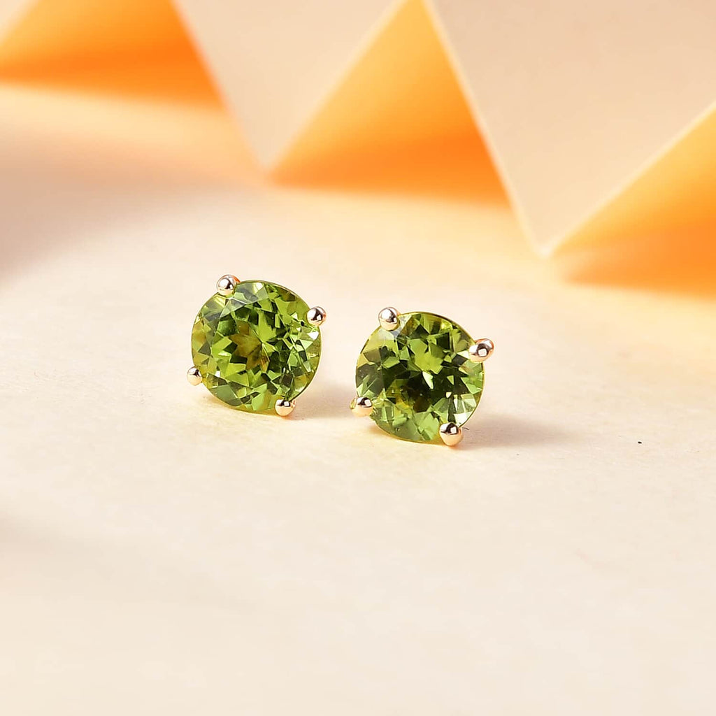 AAA Peridot Ohrringe 417 Gold ca. 1,60 ct.