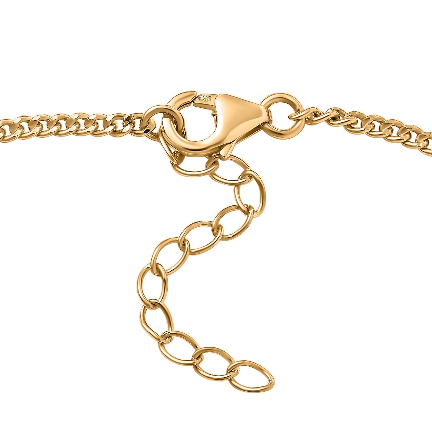 Pfau Quarz Triplette, Weißer Zirkon Armband ca. 19 cm + 5 cm Extender, 925 Silber 750 Gelbgold Vermeil ca. 2.48 ct