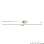 Pfau Quarz Triplette, Weißer Zirkon Armband ca. 19 cm + 5 cm Extender, 925 Silber 750 Gelbgold Vermeil ca. 2.48 ct