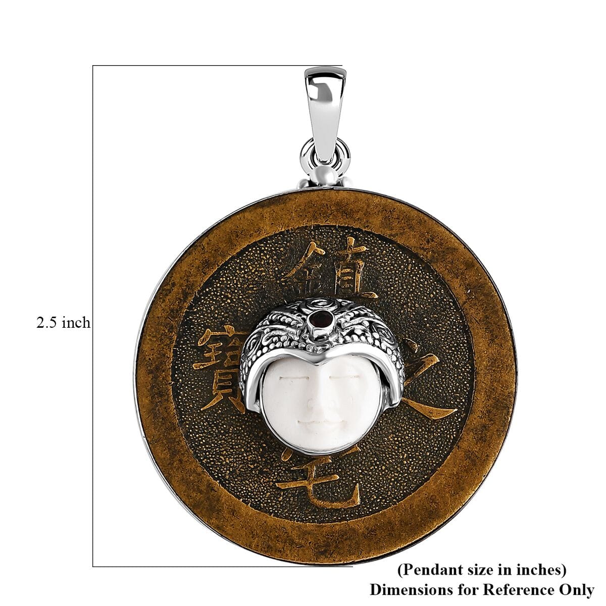 Royal Bali Sajan Silber-Roter Granat, Ox Bone Anhänger 925 Silber