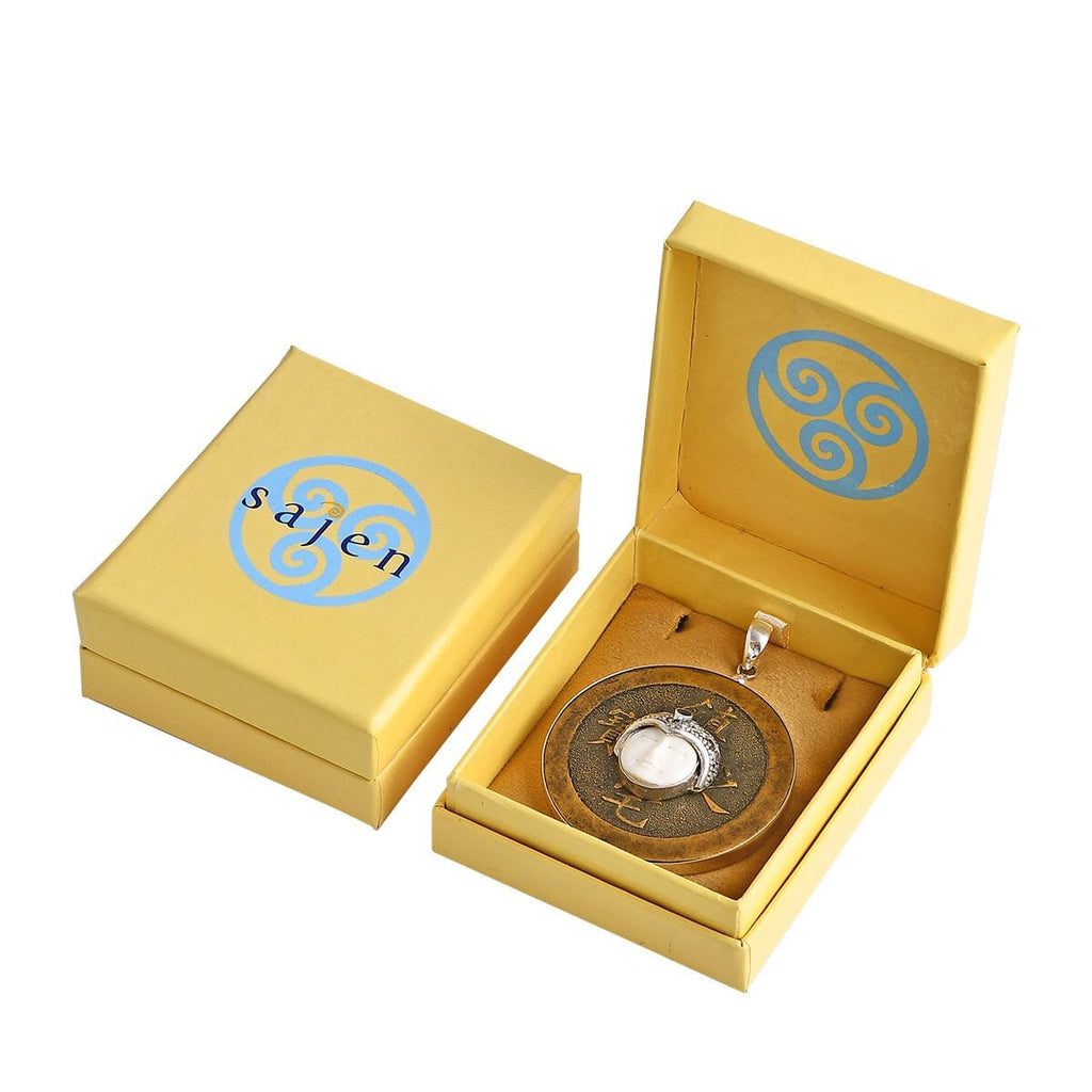 Royal Bali Sajan Silber-Roter Granat, Ox Bone Anhänger 925 Silber