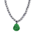 Grüne Jade, Terahertz Halskette ca. 50 cm 925 Silber rhodiniert ca. 315.00 ct