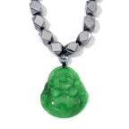 Grüne Jade, Terahertz Halskette ca. 50 cm 925 Silber rhodiniert ca. 315.00 ct