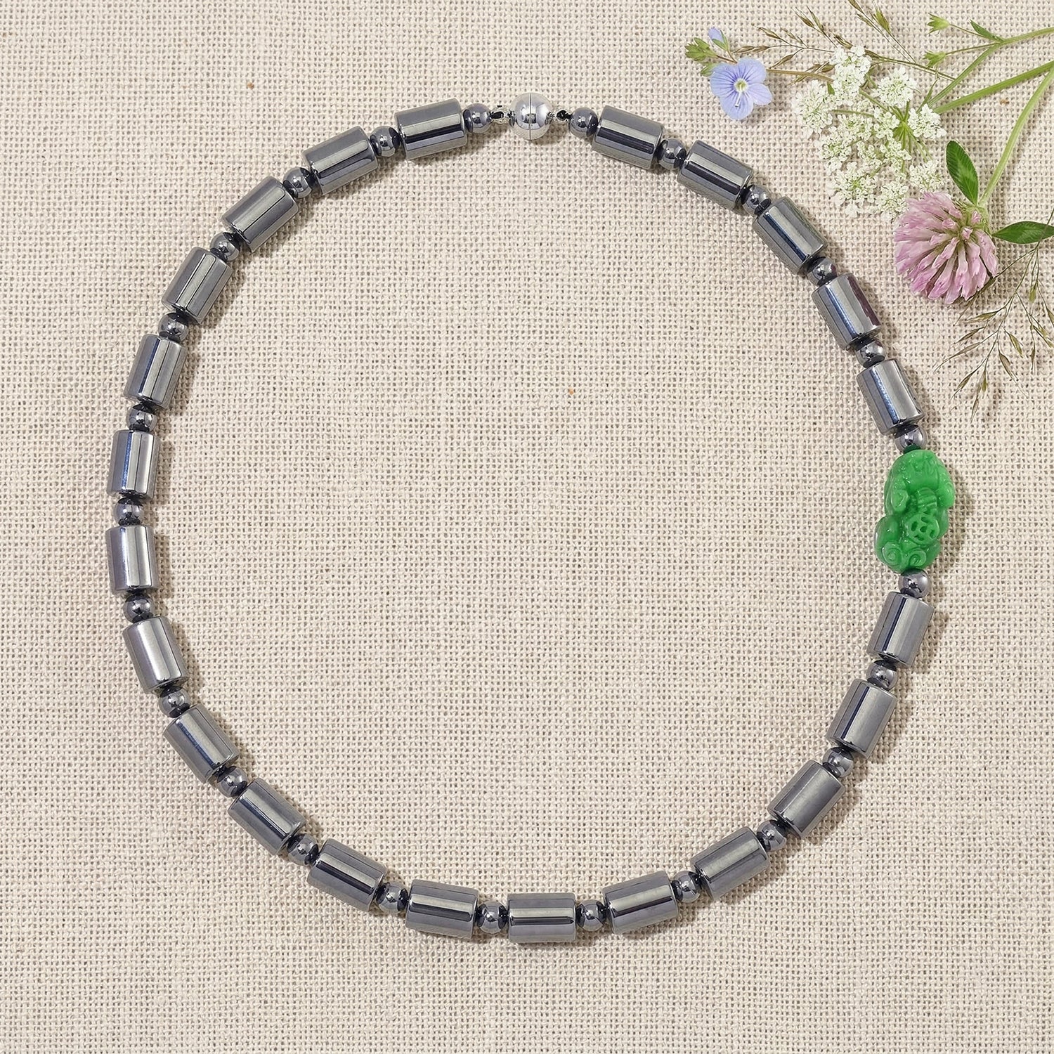 Grüne Jade, Terahertz Halskette ca. 50 cm 925 Silber rhodiniert ca. 340.00 ct