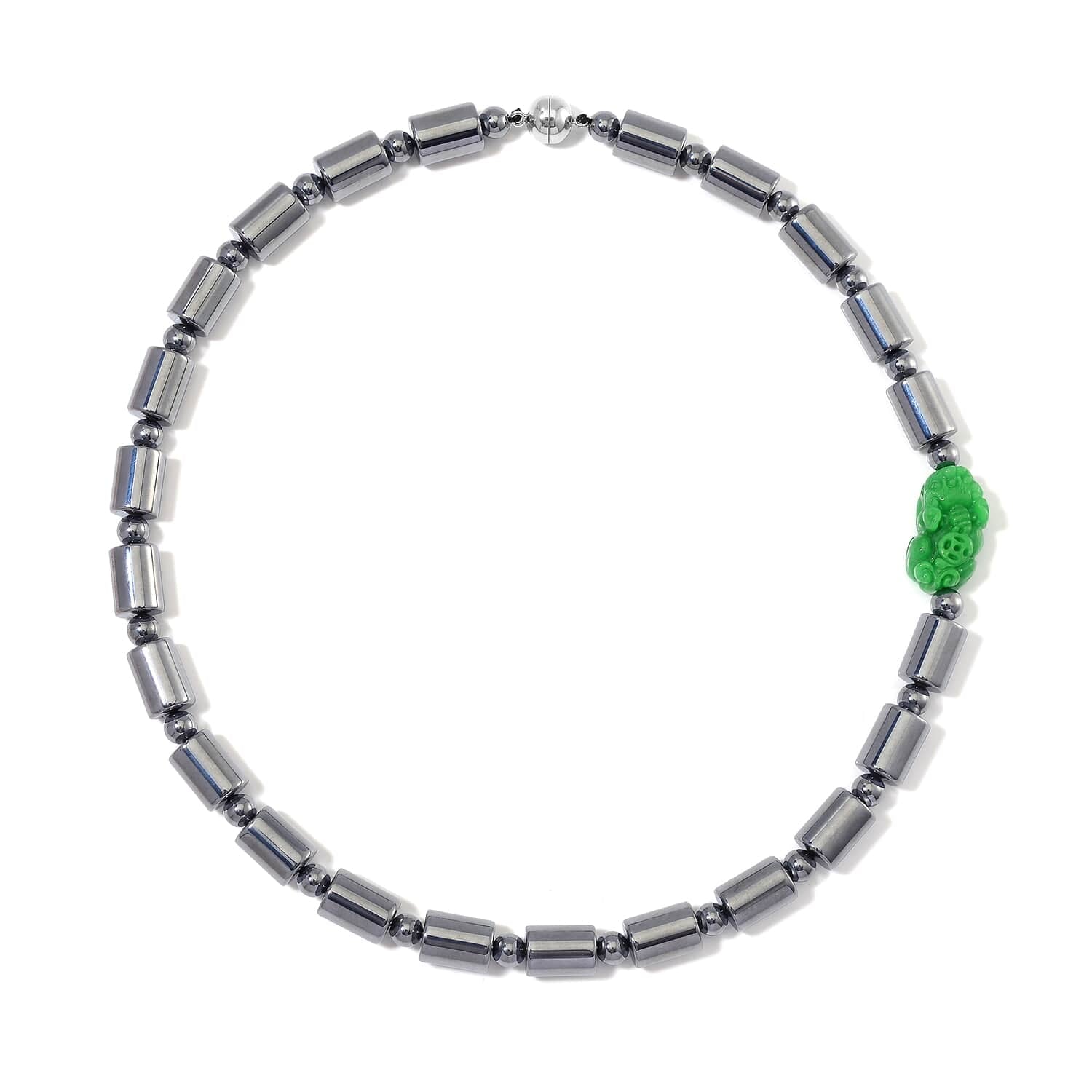 Grüne Jade, Terahertz Halskette ca. 50 cm 925 Silber rhodiniert ca. 340.00 ct