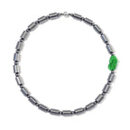 Grüne Jade, Terahertz Halskette ca. 50 cm 925 Silber rhodiniert ca. 340.00 ct