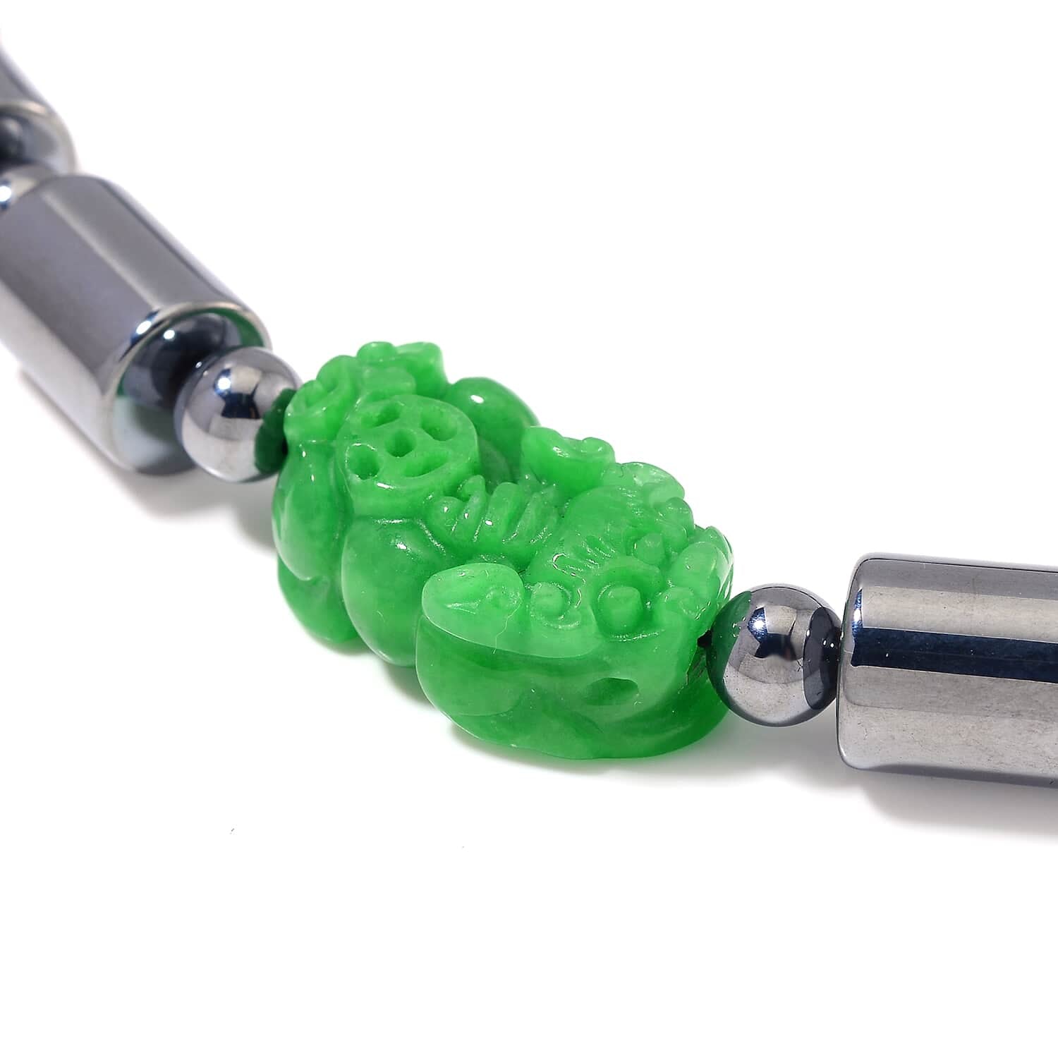 Grüne Jade, Terahertz Halskette ca. 50 cm 925 Silber rhodiniert ca. 340.00 ct
