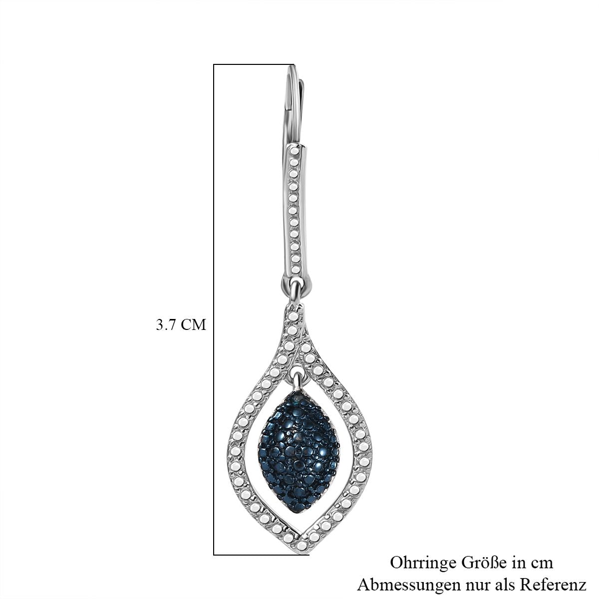 Blauer Diamant Ohrringe, Nickelfreies Messing