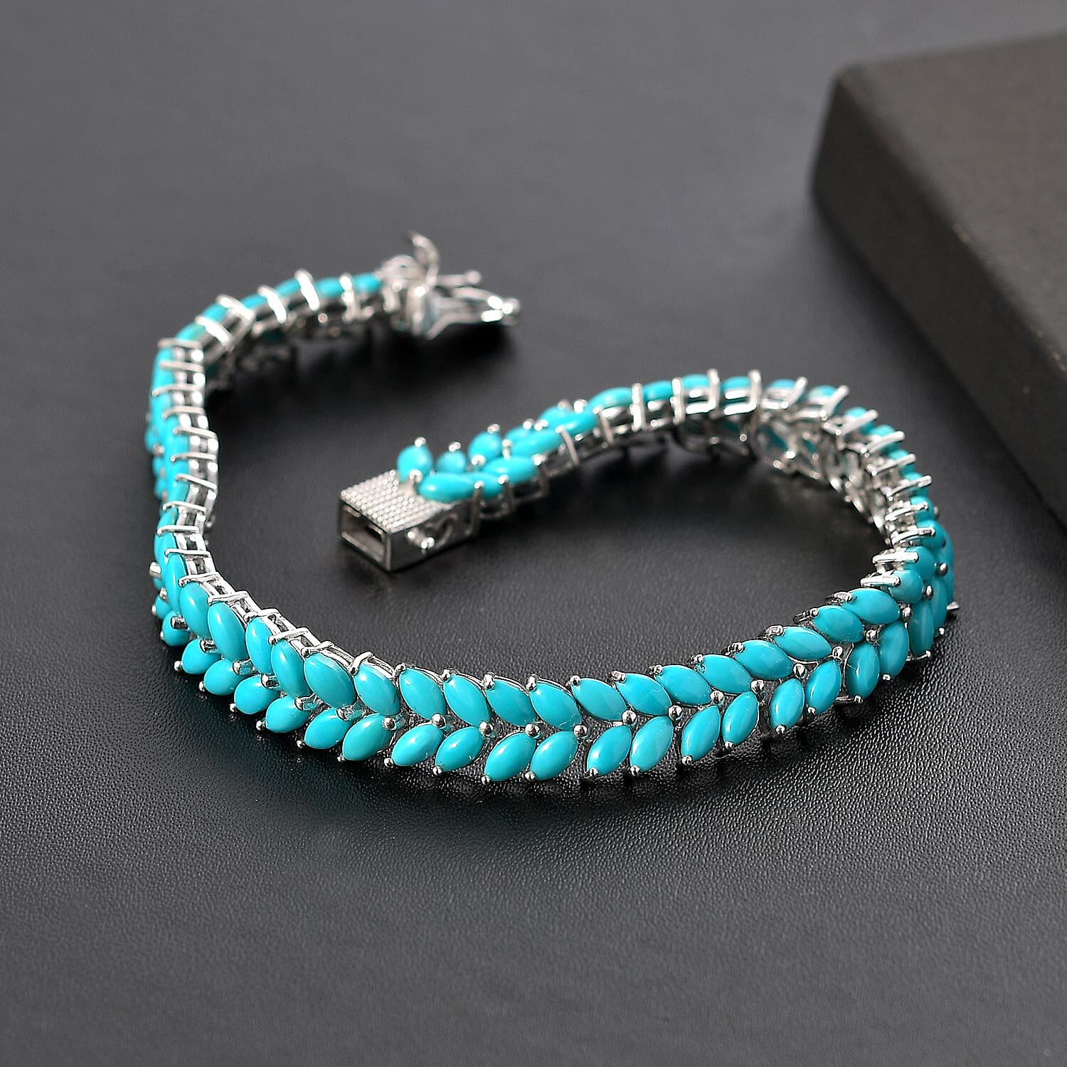 D'Joy AA Lagunen-Türkis Armband ca. 18.5 cm 925 Silber Rhodiniert ca. 15,37 ct.