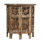 NAKKASHI Mango Holz Couchtisch mit Metallverzierung, 53 x 53 x 53 cm, Weiß