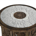 NAKKASHI Mango Holz Couchtisch mit Metallverzierung, 53 x 53 x 53 cm, Weiß