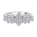 LUXURIANT DIAMOND - Lab Grown Diamant VS-EF SGL zertifiziert Ballerina Ring 925 Silber platiniert (Größe 16.00) ca. 1.00 ct