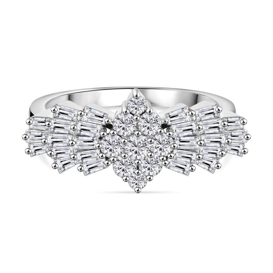 LUXURIANT DIAMOND - Lab Grown Diamant VS-EF SGL zertifiziert Ballerina Ring 925 Silber Gelbgold Vermeil (Größe 21.00) ca. 1.05 ct