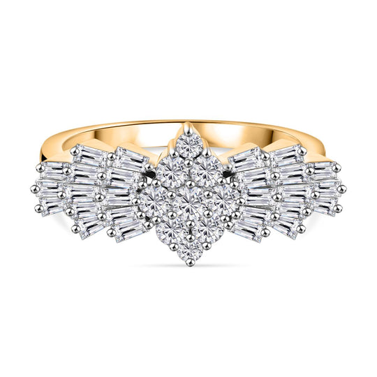 LUXURIANT DIAMOND - Lab Grown Diamant VS-EF SGL zertifiziert Ballerina Ring 925 Silber platiniert (Größe 22.00) ca. 1.00 ct