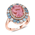 LUXORO zertifizierter und geprüfter AAA Rosa Morganit, Santamaria Aquamarin und I2 Diamant Halo Cocktail Ring in 417 Roségold - 4,85 ct.