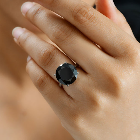 Schwarzer Spinell Ring 316L Edelstahl ca. 11.08 ct