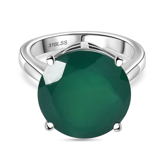 Verde Onyx Ring 316L Edelstahl (Größe 20.00) ca. 7.74 ct