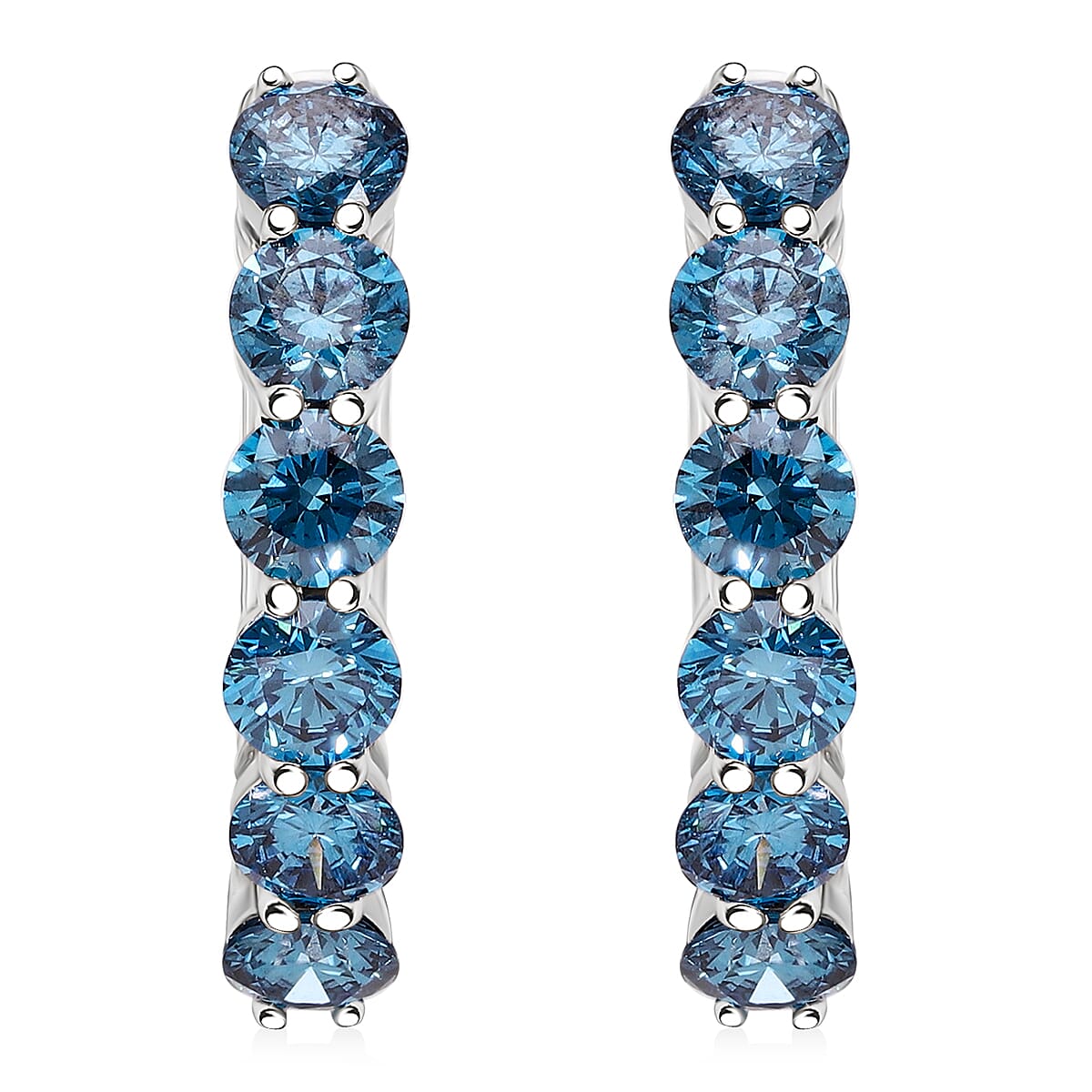 LUXURIANT DIAMOND - Lab Grown Blauer Diamant VS Ohrringe 925 Silber platiniert (10-15 Werktage Lieferzeit) ca. 2.15 ct