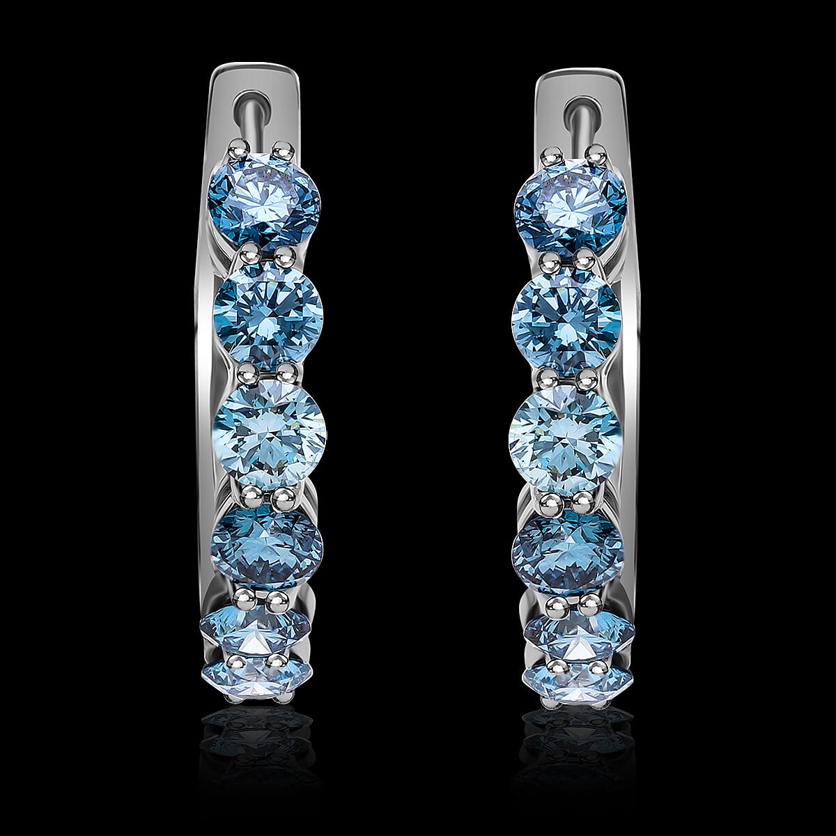 LUXURIANT DIAMOND - Lab Grown Blauer Diamant VS Ohrringe 925 Silber platiniert (10-15 Werktage Lieferzeit) ca. 2.15 ct