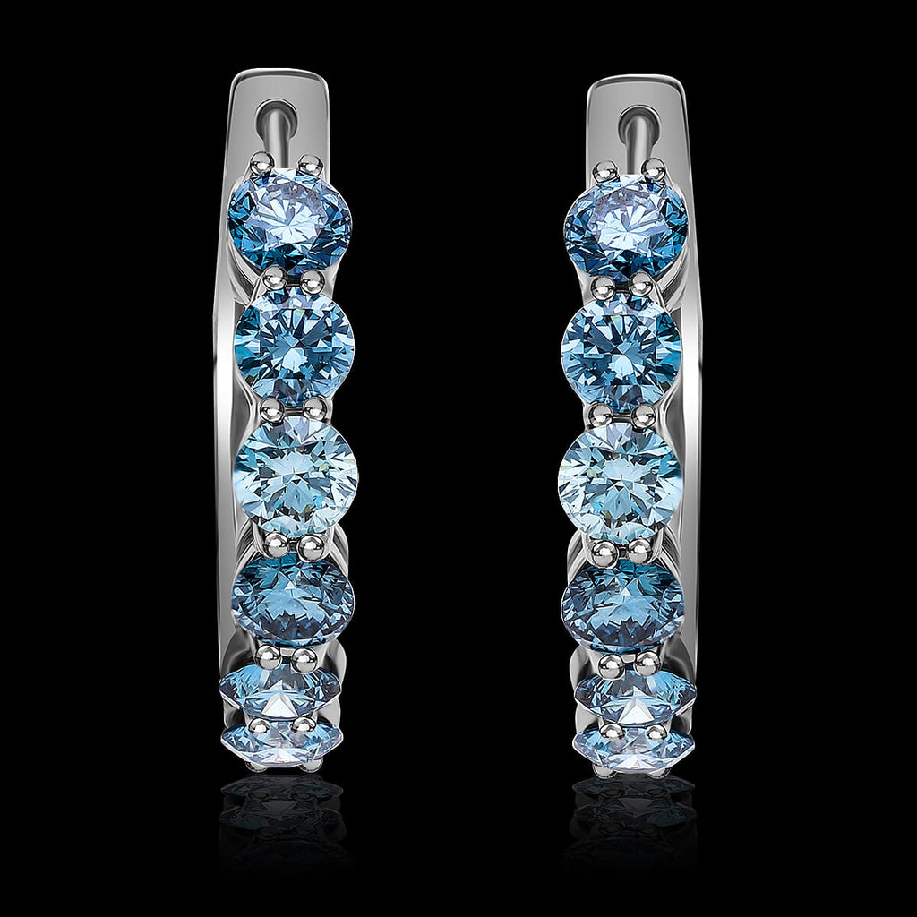 LUXURIANT DIAMOND - Lab Grown Blauer Diamant VS Ohrringe 925 Silber platiniert (10-15 Werktage Lieferzeit) ca. 2.15 ct