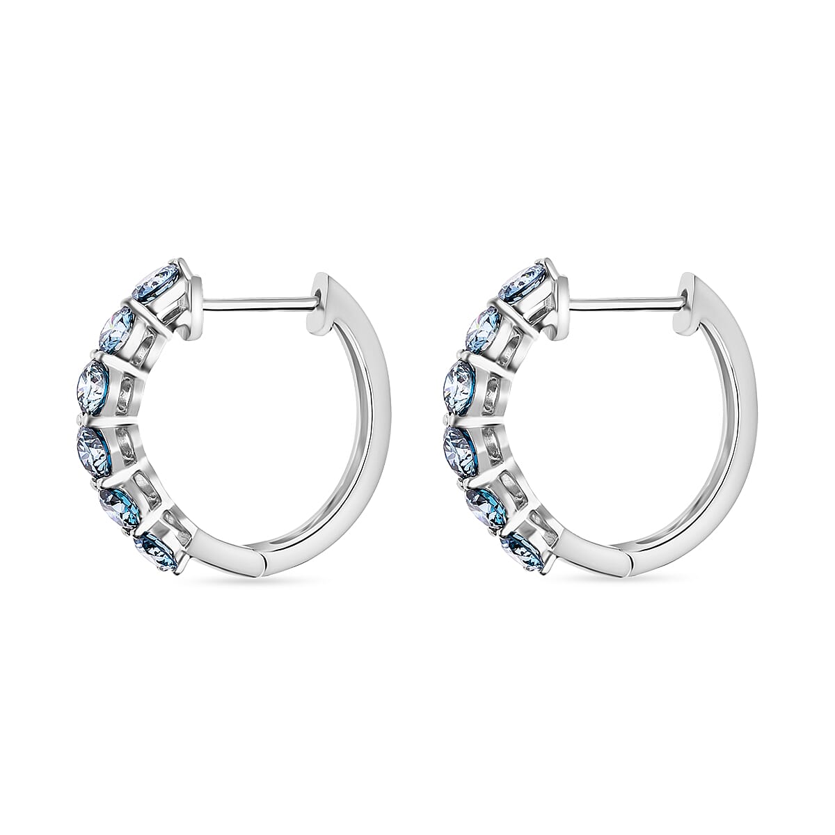 LUXURIANT DIAMOND - Lab Grown Blauer Diamant VS Ohrringe 925 Silber platiniert (10-15 Werktage Lieferzeit) ca. 2.15 ct