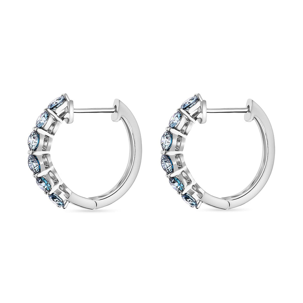 LUXURIANT DIAMOND - Lab Grown Blauer Diamant VS Ohrringe 925 Silber platiniert (10-15 Werktage Lieferzeit) ca. 2.15 ct