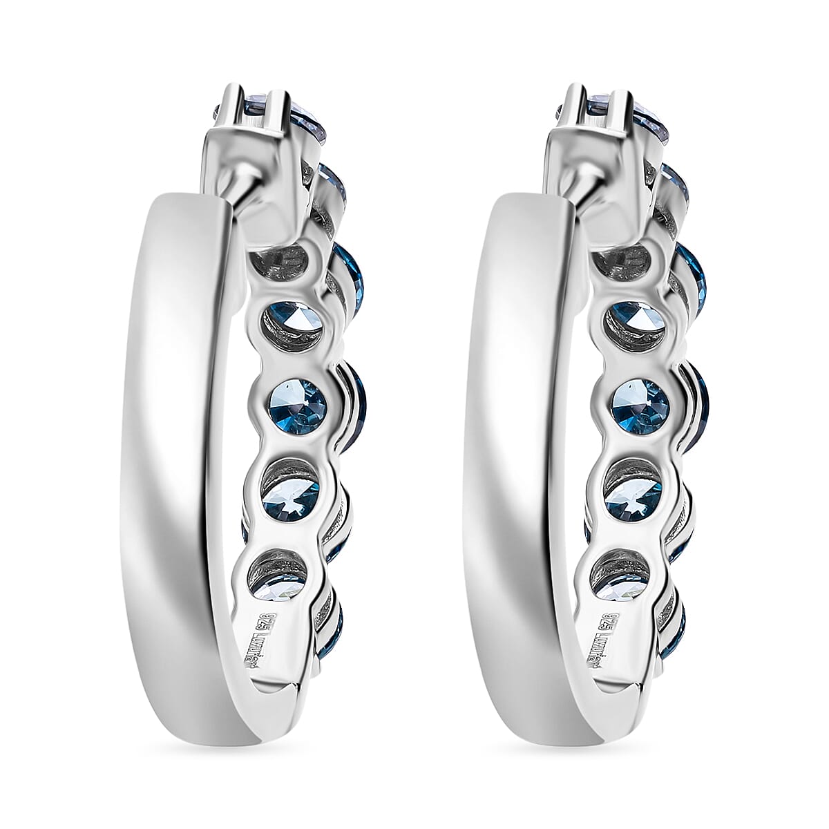 LUXURIANT DIAMOND - Lab Grown Blauer Diamant VS Ohrringe 925 Silber platiniert (10-15 Werktage Lieferzeit) ca. 2.15 ct