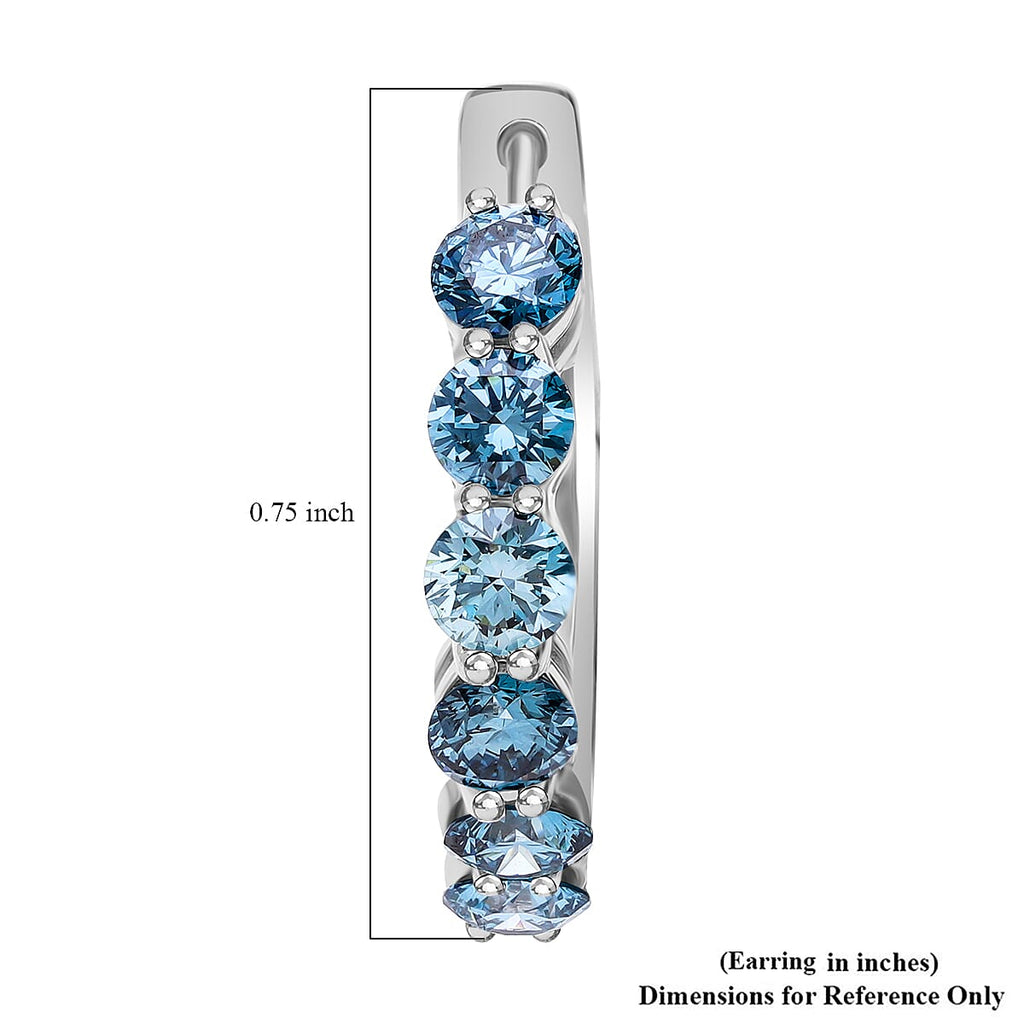 LUXURIANT DIAMOND - Lab Grown Blauer Diamant VS Ohrringe 925 Silber platiniert (10-15 Werktage Lieferzeit) ca. 2.15 ct