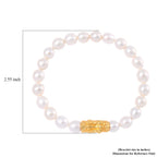 Weiße Anhui Perle (7-9 mm) Armband, Flexibles,925 Silber vergoldet