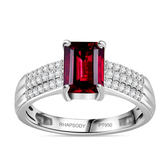 RHAPSODY AAAA Rubellit, Weißer Diamant Ring 950 Platin (Größe 20.00) ca. 1.78 ct