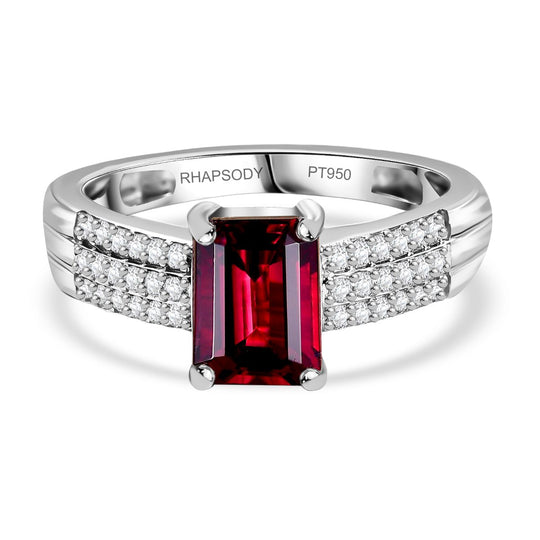 RHAPSODY AAAA Rubellit, Weißer Diamant Ring 950 Platin (Größe 20.00) ca. 1.78 ct