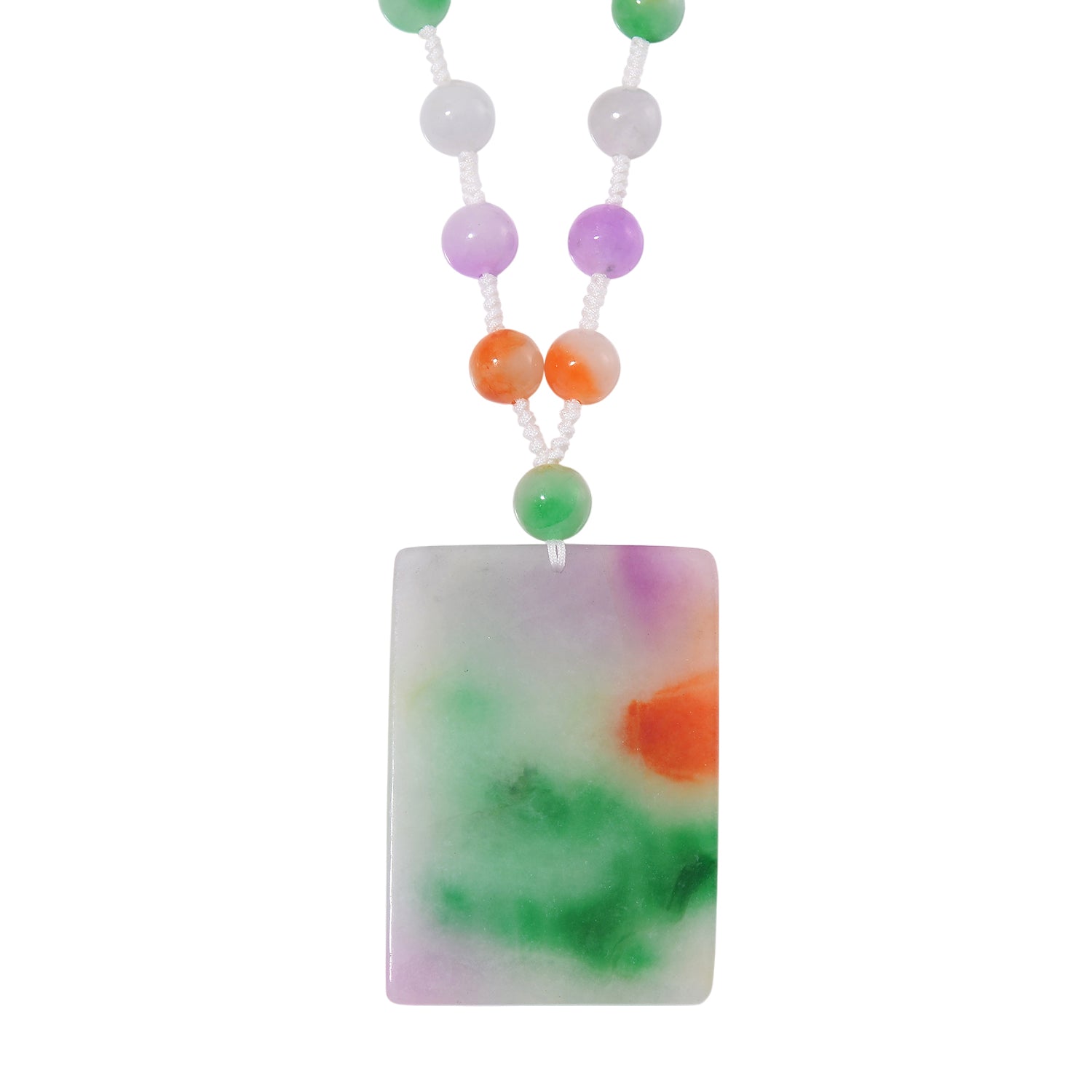 Mehrfarbige Jade Halskette ca. 50 cm 925 Silber Rhodiniert (gefärbt) ca. 300.00 ct