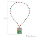 Mehrfarbige Jade Halskette ca. 50 cm 925 Silber Rhodiniert ca. 300.00 ct