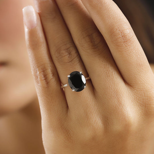 Schwarzer Spinell Ring 925 Silber ca. 5,92 ct