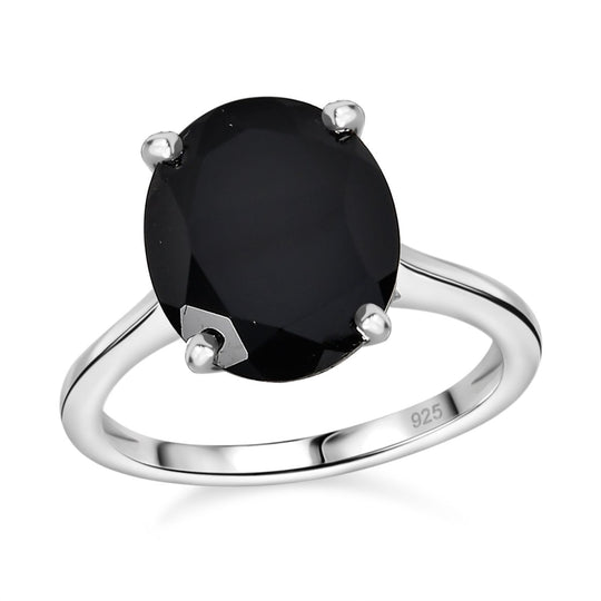 Schwarzer Spinell Ring 925 Silber ca. 5,92 ct