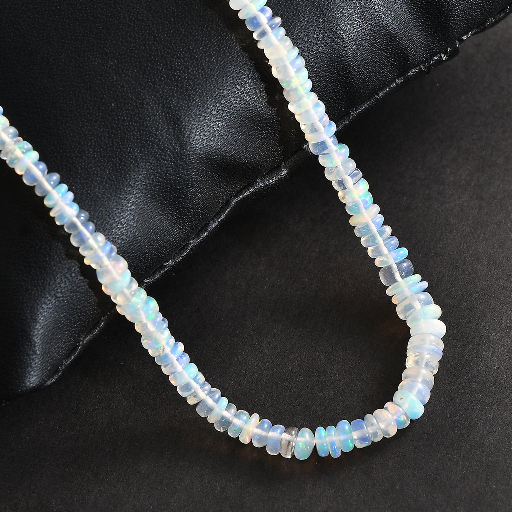 Natürlicher, äthiopischer Welo Opal Halskette ca. 45 cm 925 Silber Gelbgold Vermeil , ca. 34,00 ct.
