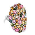 Mehrfarbig-Turmalin, Weißer Zirkon Ring 925 Silber rhodiniert (Größe 17.00) ca. 5,09 ct