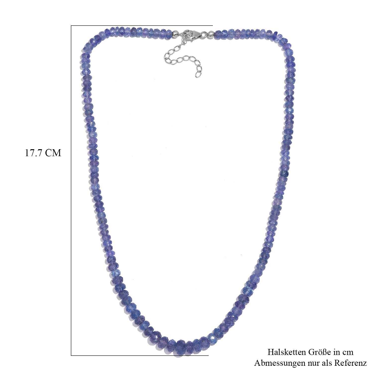 AAA Tansanit Halskette ca. 45 cm 925 Silber rhodiniert, ca. 110.00 ct