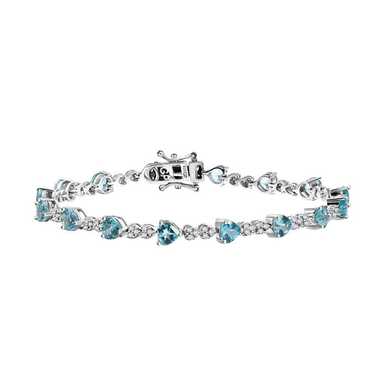 GP Amore Kollektion - AA Blauer Apatit, Kanchanaburi Blauer Saphir Armband ca. 18.5 cm 925 Silber rhodiniert ca. 8.71 ct