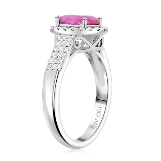 Rhapsody AAAA Natürlicher Mosambik-Rubin, Weißer Diamant Ring 950 Platin (Größe 18.00) ca. 2,15 ct