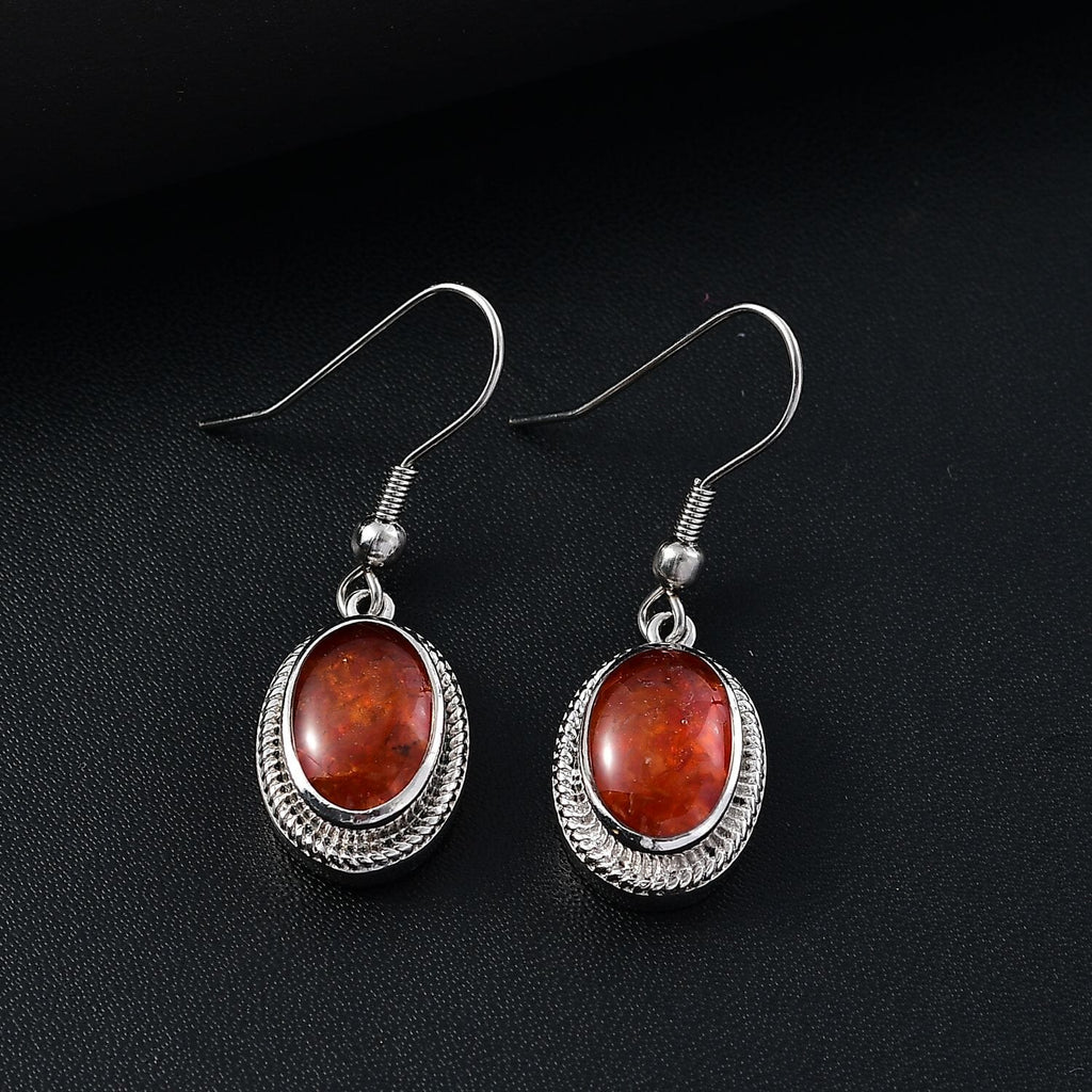 Feuer Opal Matrix Ohrringe 950 Kupfer ca. 8,00 ct.