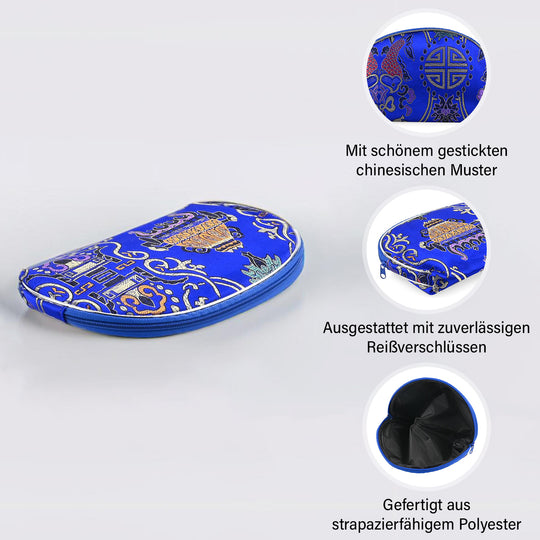 10er-Set Jacquard gewebter Schmuckbeutel mit Reißverschluss, 5 verschiedene Größen, Golden