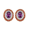 LUXORO zertifizierte und geprüfte AAA Radiant Ember Granat, Padparadscha Saphir und I2 Diamant Halo Ohrringe in 417 Gold - 3,16 ct.