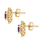 LUXORO zertifizierte und geprüfte AAA Radiant Ember Granat, Padparadscha Saphir und I2 Diamant Halo Ohrringe in 417 Gold - 3,16 ct.