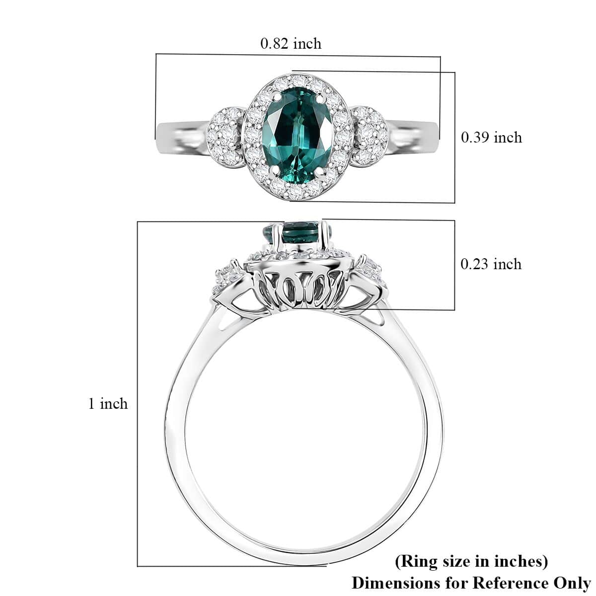 AAA Pirineu Lagoon Tourmaline, Weißer Diamant AGI zertifiziert , 585 Gold (Größe 17.00) ca. 1.07 ct