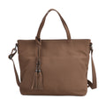 Echtleder-Tote-Bag mit Reißverschlussfach hinten, Doppeltragegriff und Schulterriemen, 35x10x33 cm, Braun