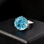 Sternlicht-Schliff Himmelblauer Topas Ring 925 Silber rhodiniert (Größe 18.00) ca. 11.87 ct